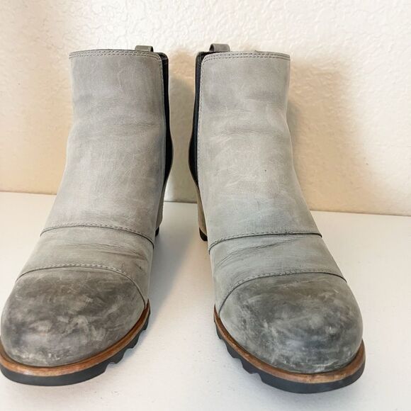 Sorel Lea Wedge Boots Joan of Arctic Chelsea Taupe Grey Tan and Black 8.5 - Picture 13 of 15
